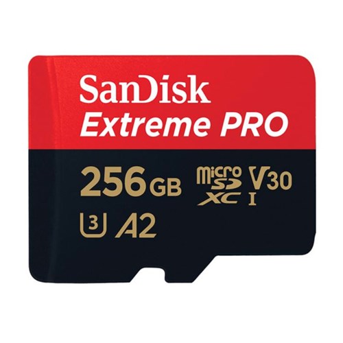SanDisk Extreme Pro 256GB SD Micro with Adaptor SDXC UHS-I 200MBs 140MBs V30 U3 A2 4K